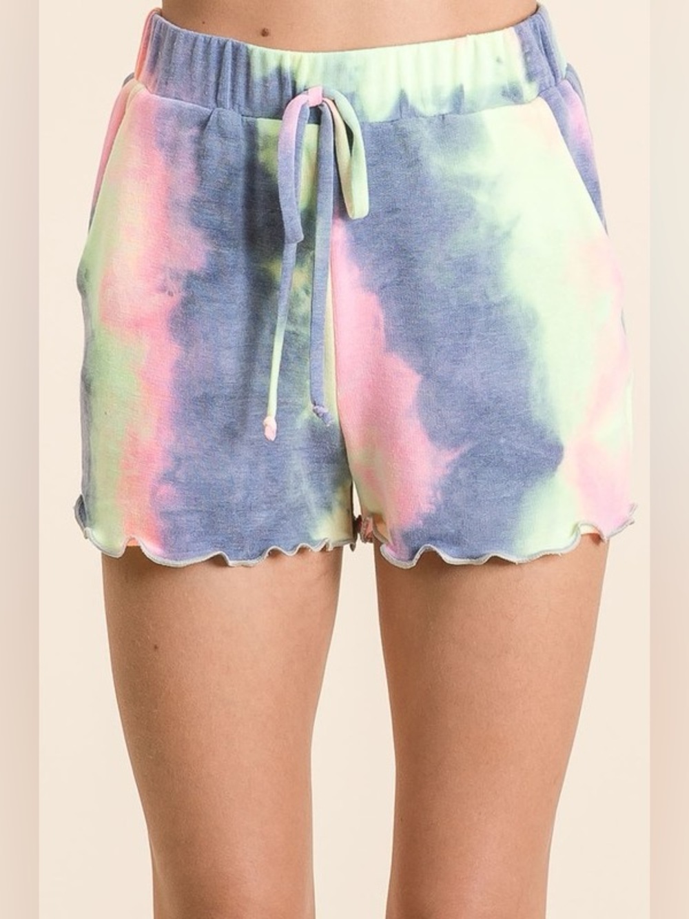 BiBi Tie Dye French Terry Shorts and Curly Edge